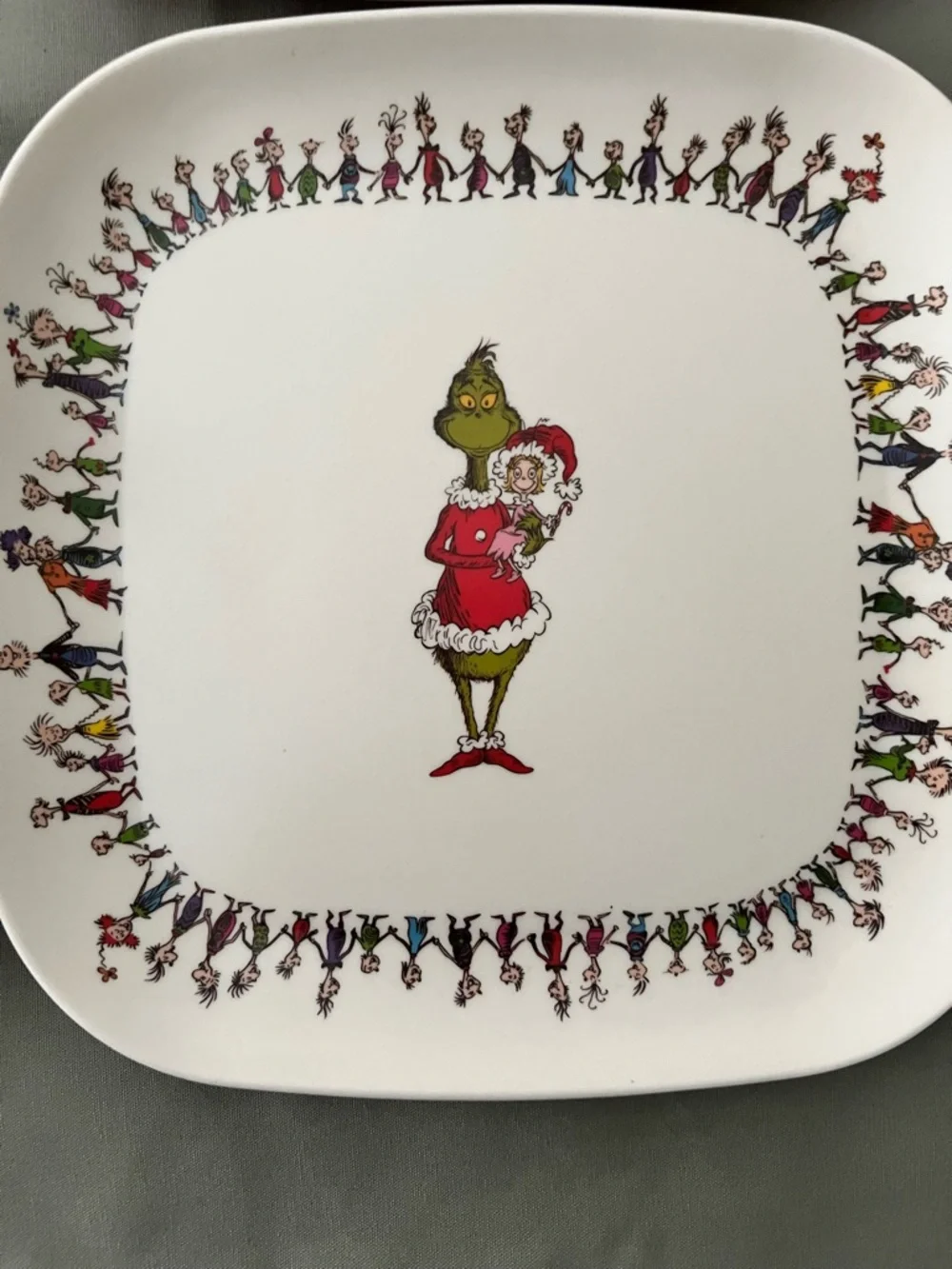Dr. Seuss The Grinch & Cindy Lou Who-Ville Christmas Square Plates - set of 4